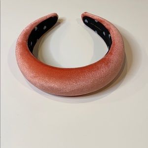 LeLe Sadoughi velvet padded headband in coral